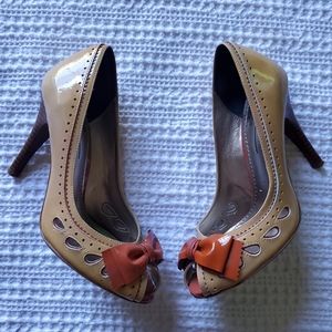 Linea Paolo Sophia Patent Peep Toe Heels